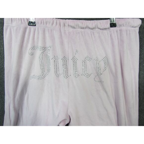 Juicy Couture Velour Joggers Womens Large Pants Rhinestone Retro Vibes Baby Pink - Picture 6 of 11